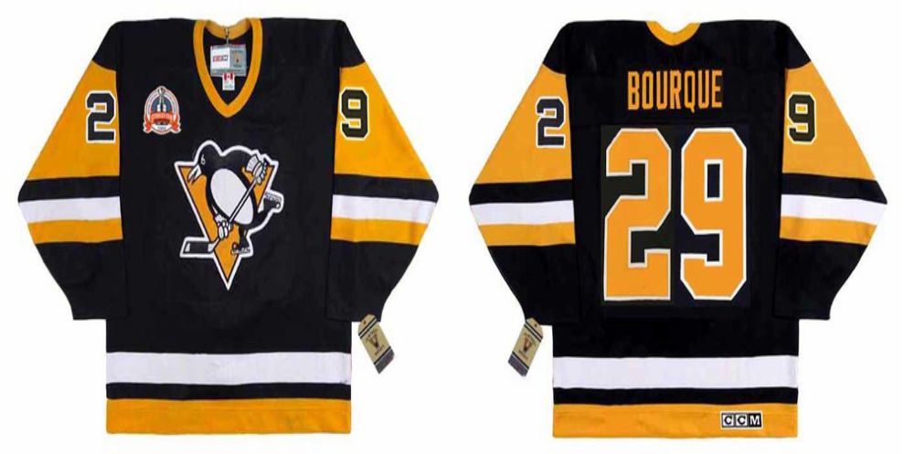 2019 Men Pittsburgh Penguins 29 Bourque Black CCM NHL jerseys
